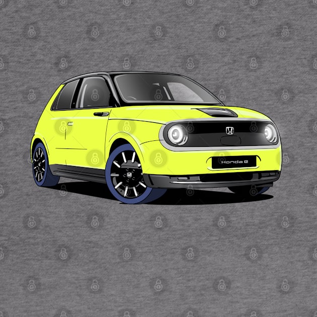 Honda e Electric Car in Standard Yellow by Webazoot